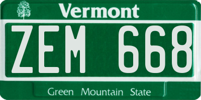 VT license plate ZEM668