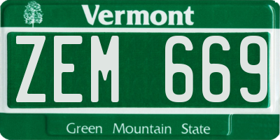 VT license plate ZEM669