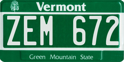 VT license plate ZEM672