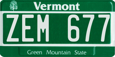 VT license plate ZEM677