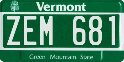 VT license plate ZEM681