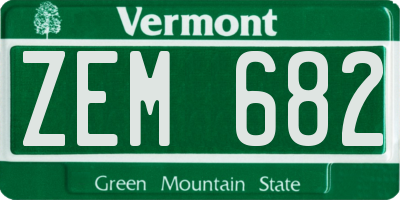 VT license plate ZEM682