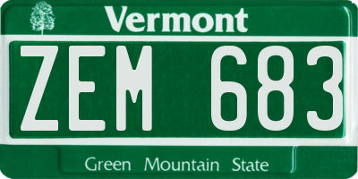 VT license plate ZEM683