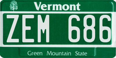VT license plate ZEM686