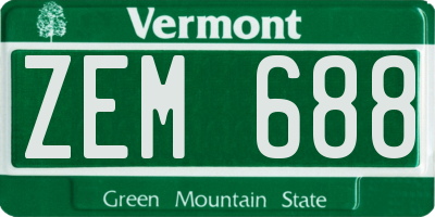 VT license plate ZEM688