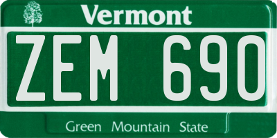 VT license plate ZEM690