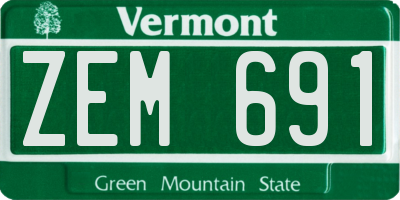 VT license plate ZEM691