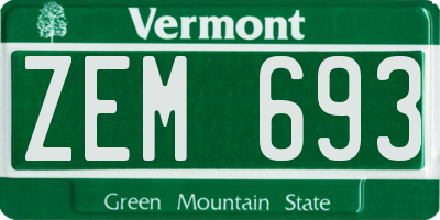 VT license plate ZEM693