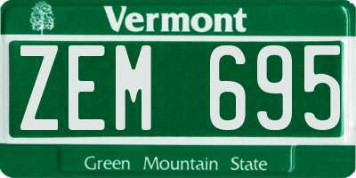 VT license plate ZEM695