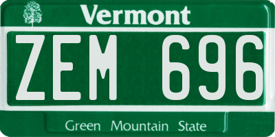 VT license plate ZEM696
