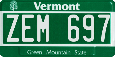 VT license plate ZEM697