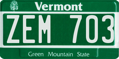 VT license plate ZEM703
