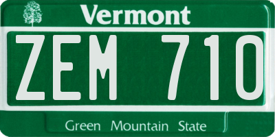 VT license plate ZEM710