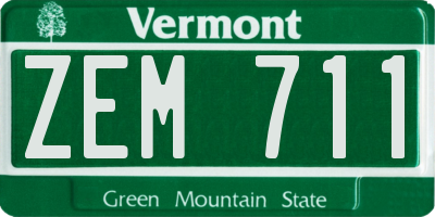 VT license plate ZEM711