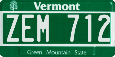 VT license plate ZEM712
