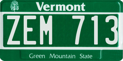 VT license plate ZEM713