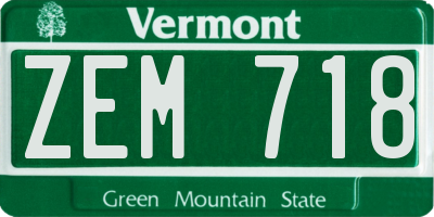 VT license plate ZEM718