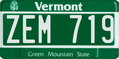 VT license plate ZEM719