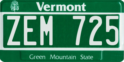 VT license plate ZEM725
