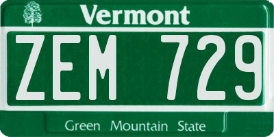 VT license plate ZEM729