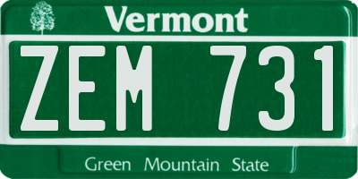 VT license plate ZEM731