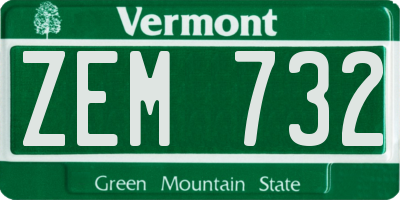 VT license plate ZEM732