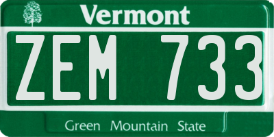 VT license plate ZEM733