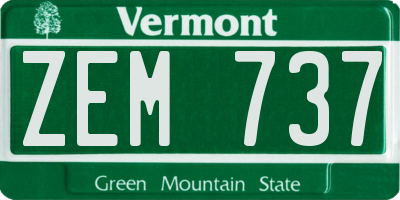 VT license plate ZEM737