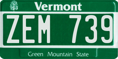 VT license plate ZEM739