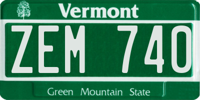 VT license plate ZEM740