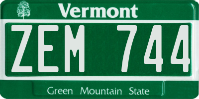 VT license plate ZEM744