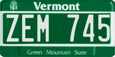 VT license plate ZEM745