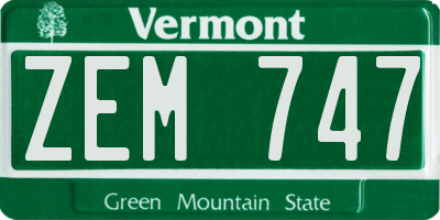 VT license plate ZEM747