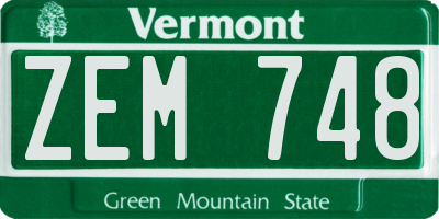 VT license plate ZEM748