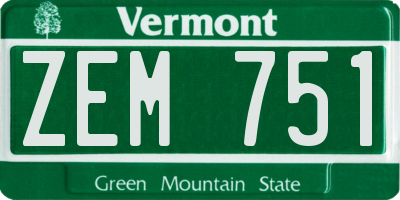 VT license plate ZEM751