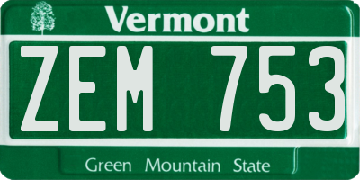 VT license plate ZEM753
