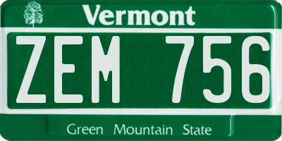 VT license plate ZEM756