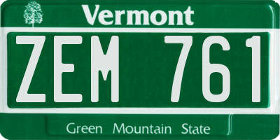 VT license plate ZEM761