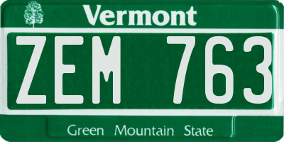 VT license plate ZEM763