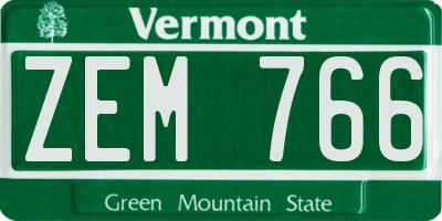 VT license plate ZEM766