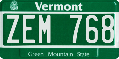 VT license plate ZEM768