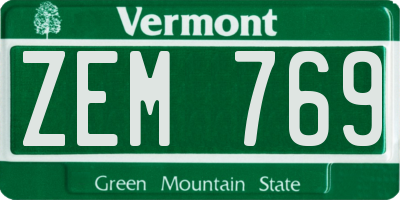VT license plate ZEM769