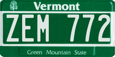 VT license plate ZEM772