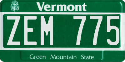 VT license plate ZEM775
