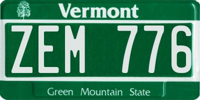 VT license plate ZEM776