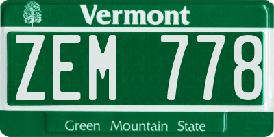 VT license plate ZEM778