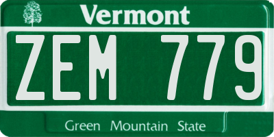 VT license plate ZEM779