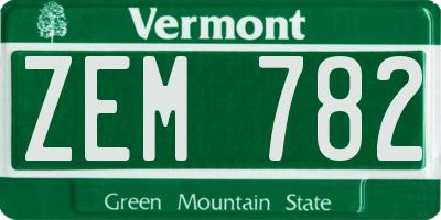 VT license plate ZEM782