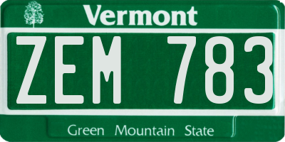 VT license plate ZEM783