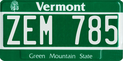 VT license plate ZEM785